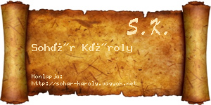 Sohár Károly névjegykártya
